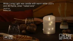 LED-vokslys hvid Lysfarve varm hvid 14 cm