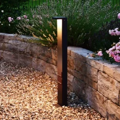 Lerna LED-gadelampe, højde 100 cm, CCT, grå, stikkontakter