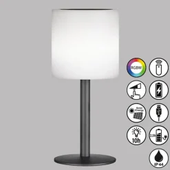 Lesina LED-solar-bordlampe, sandsort/hvid