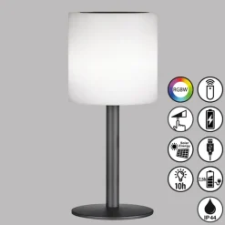 Lesina LED-solar-bordlampe, sandsort/hvid