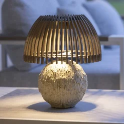 Les Jardins LED-bordlampe Alba, grå/beige, højde 41 cm