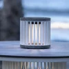Les Jardins LED-solcellebordlampe Halo, hvid, aluminium/granit