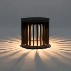 Les Jardins LED-solcellebordlampe Halo, grå, aluminium/granit