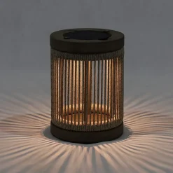 Les Jardins LED-solcellebordlampe Rop&Strip, grå/beige