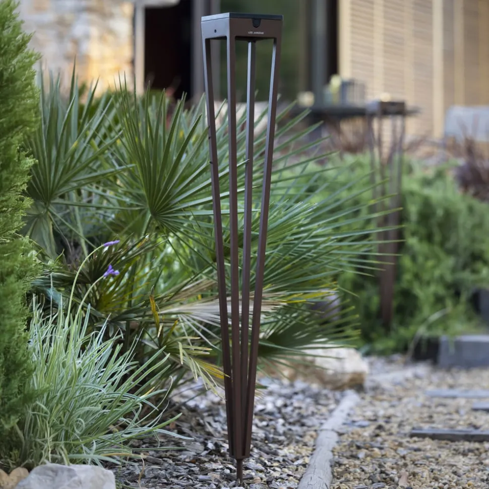 Les Jardins LED-solcellelampe Tinka, corten, 90 cm, jordspyd