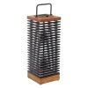 Les Jardins LED-solcellelanterne Tekura, teak/grå, 66 cm