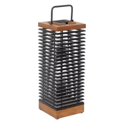 Les Jardins LED-solcellelanterne Tekura, teak/grå, 66 cm