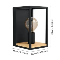 Libertad væglampe, bredde 14 cm, sort/træ, stål