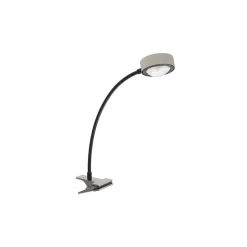 LIGHTME bordlampe Powerlens Flex, klemme, titaniumfarvet