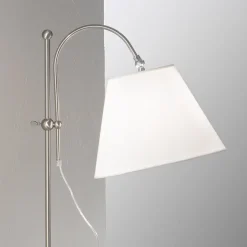Lilly tekstil-gulvlampe, nikkel, højdejusterbar