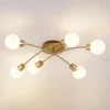 Lindby Agmar loftlampe, 6 lyskilder, messing
