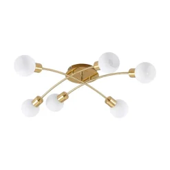 Lindby Agmar loftlampe, 6 lyskilder, messing
