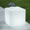 Lindby Akku-LED-udendørslampe Cubara, RGB, terning, plast