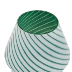 Lindby Andriana bordlampe, grøn/hvid, glas, Ø 15 cm