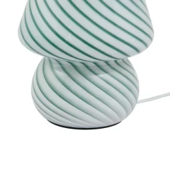 Lindby Andriana bordlampe, grøn/hvid, glas, Ø 15 cm