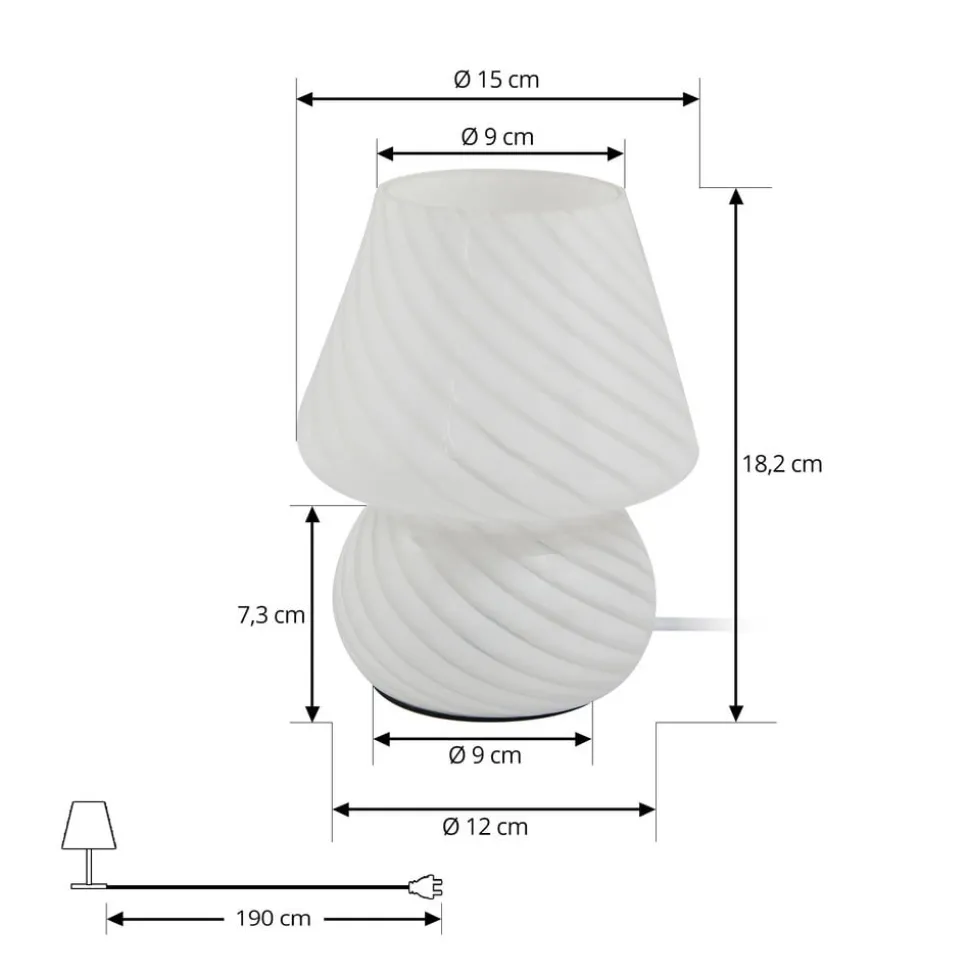 Lindby Andriana bordlampe, hvid, glas, Ø 15 cm