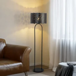 Lindby Aralena gulvlampe, sort/guld, højde 143,5 cm
