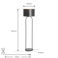 Lindby Aralena gulvlampe, sort/guld, højde 143,5 cm