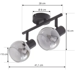 Lindby Arna loftlampe, sort, 2 lyskilder