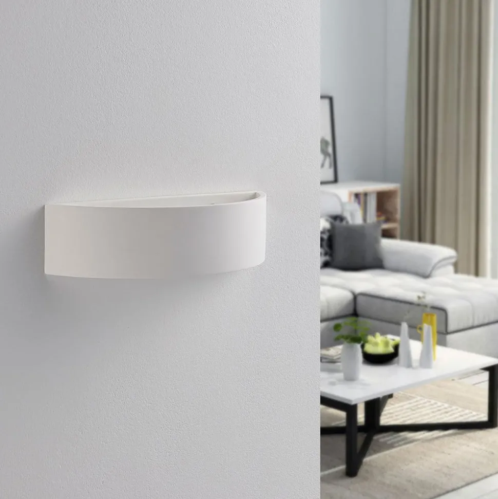 Lindby Aurel LED-væglampe, gips, hvid, halvrund