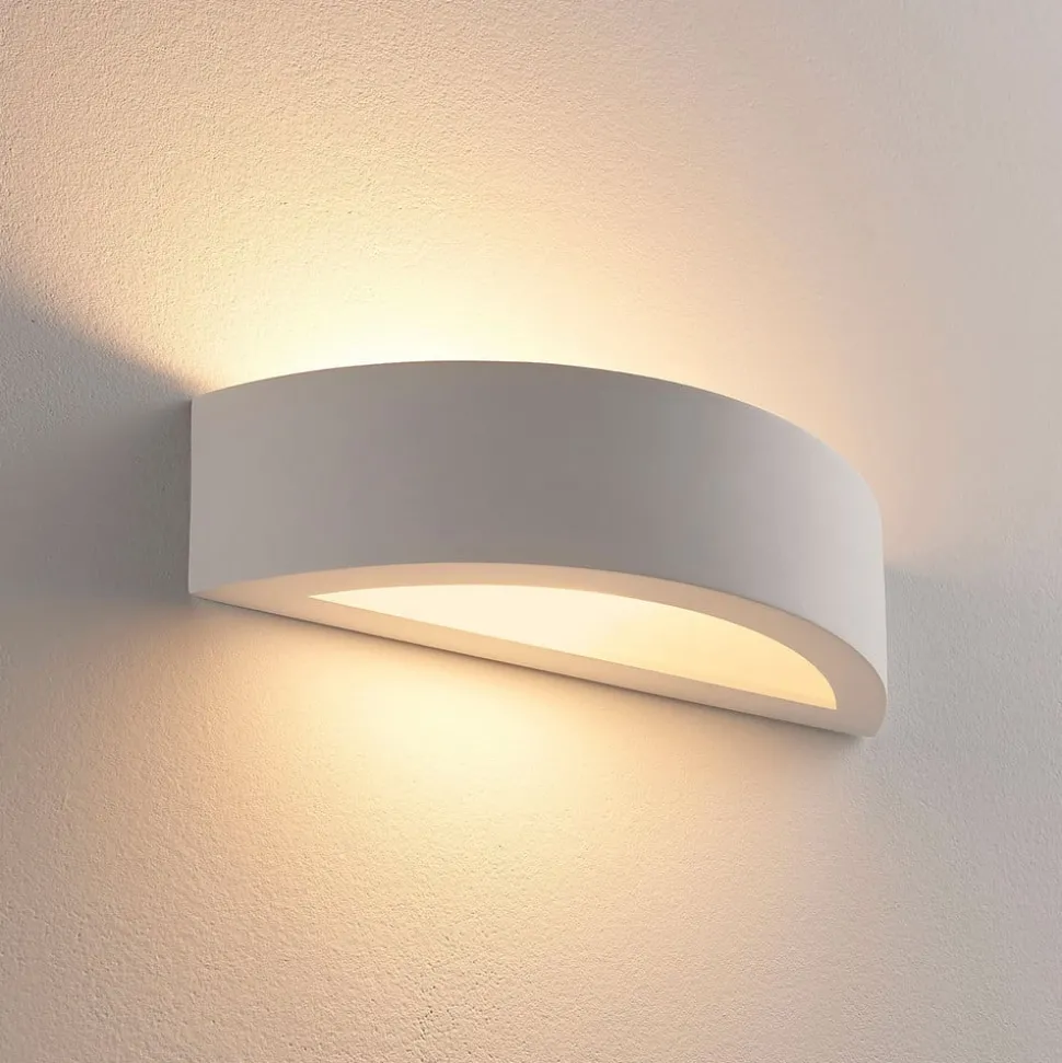 Lindby Aurel LED-væglampe, gips, hvid, halvrund
