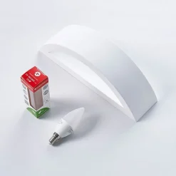 Lindby Aurel LED-væglampe, gips, hvid, halvrund