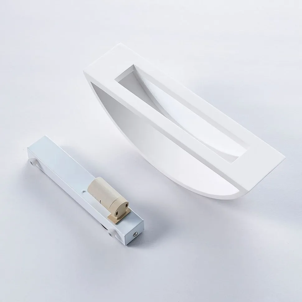 Lindby Aurel LED-væglampe, gips, hvid, halvrund
