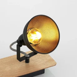 Lindby Aylis loftlampe, 4 lyskilder, 82 cm, sort, træ, E14