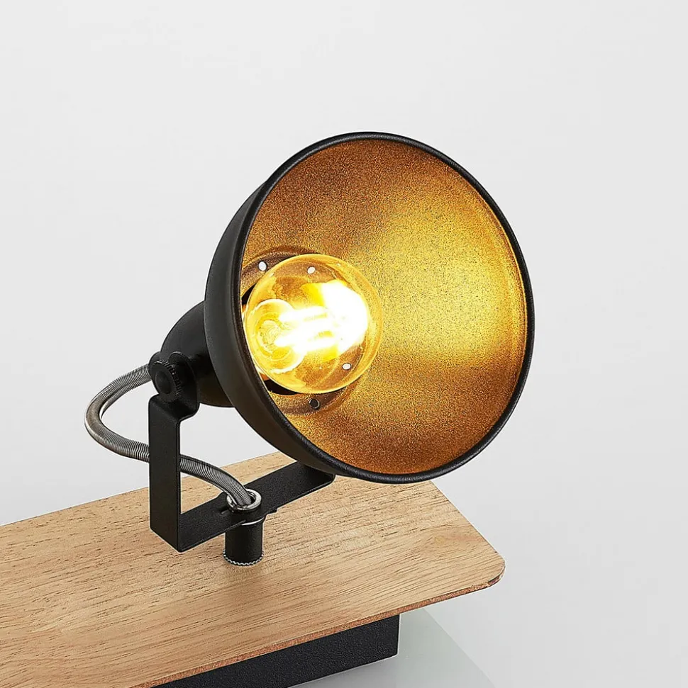 Lindby Aylis loftlampe, 4 lyskilder, 82 cm, sort, træ, E14