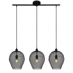 Lindby Benja pendellampe, 3 lyskilder, sort