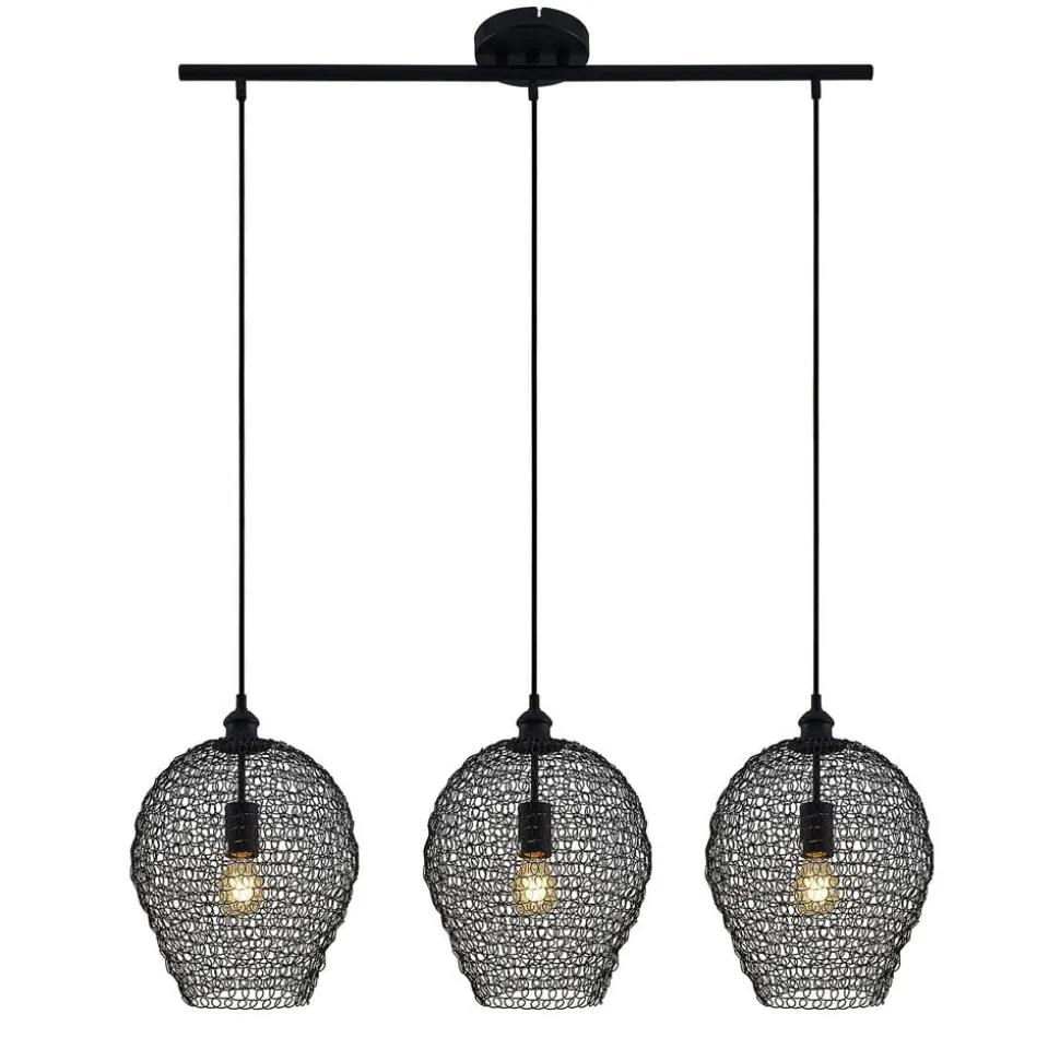 Lindby Benja pendellampe, 3 lyskilder, sort
