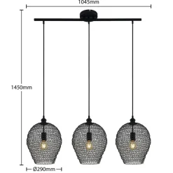 Lindby Benja pendellampe, 3 lyskilder, sort