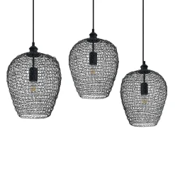 Lindby Benja pendellampe, 3 lyskilder, sort