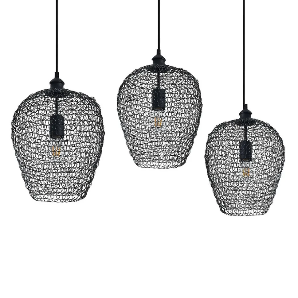 Lindby Benja pendellampe, 3 lyskilder, sort