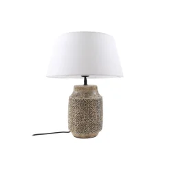 Lindby bordlampe Aelith, Ø 40 cm, brun, keramik, E27