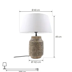 Lindby bordlampe Aelith, Ø 40 cm, brun, keramik, E27