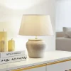 Lindby bordlampe Aelith, Ø 30 cm, hvid, keramik, E27