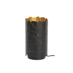Lindby bordlampe Aralena, sort/guld, højde 26,5 cm