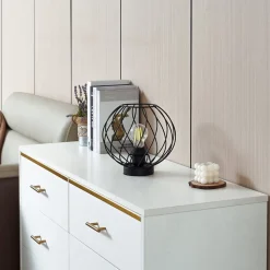 Lindby bordlampe Danika, sort, metal, Ø 25 cm