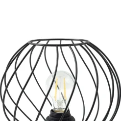 Lindby bordlampe Danika, sort, metal, Ø 25 cm