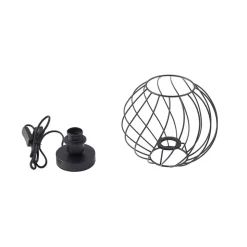 Lindby bordlampe Danika, sort, metal, Ø 25 cm