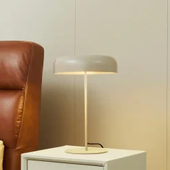 Lindby bordlampe Edion, beige, metal, 45 cm