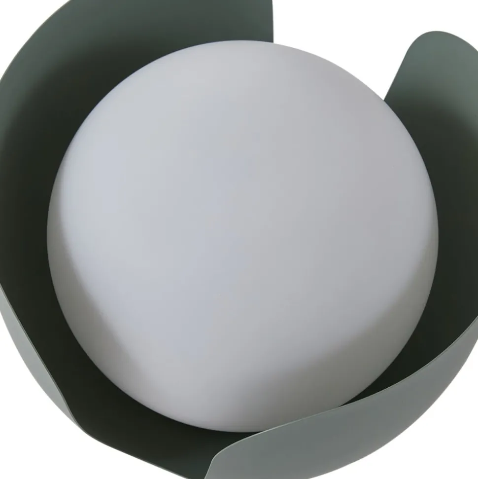 Lindby bordlampe Fiora, grøn, glas, metal, Ø 20 cm