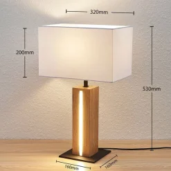 Lindby bordlampe Garry, 2 lyskilder, hvid, træ, 53 cm, E27