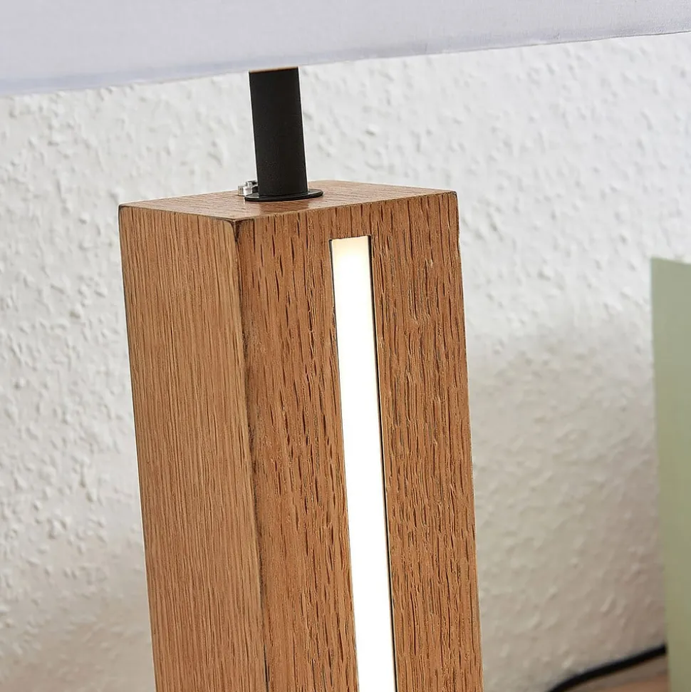 Lindby bordlampe Garry, 2 lyskilder, hvid, træ, 53 cm, E27
