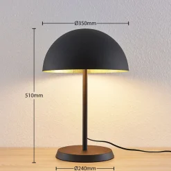 Lindby bordlampe Idalene, højde 51 cm, sort, metal