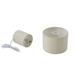 Lindby bordlampe Jone, hvid, tekstil, 30 cm