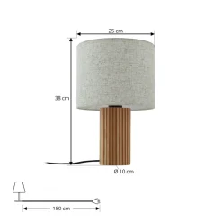 Lindby bordlampe Kimiko, højde 38 cm, træ, tekstil