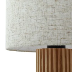 Lindby bordlampe Kimiko, højde 38 cm, træ, tekstil