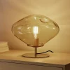 Lindby bordlampe Lelia, rav, glas, metal, Ø 35 cm